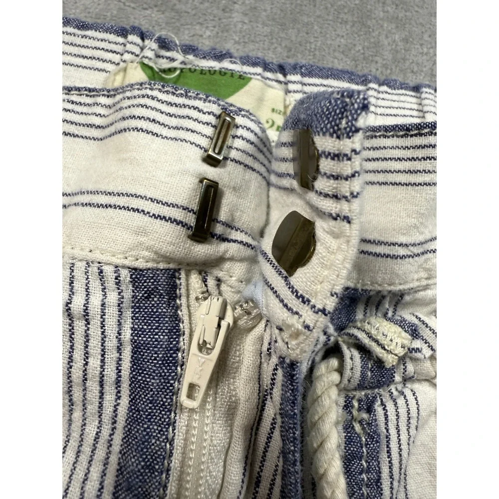 Anthropologie Seashore Striped Linen Blend Drawstring Pants Size 2P - Picture 8 of 13